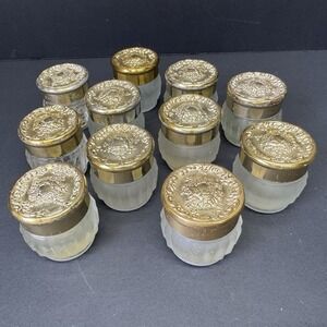 VTG 1970's Estee Lauder Re-Nutriv Sheer Shell Frosted Jar Gold Top Lot Empty SM